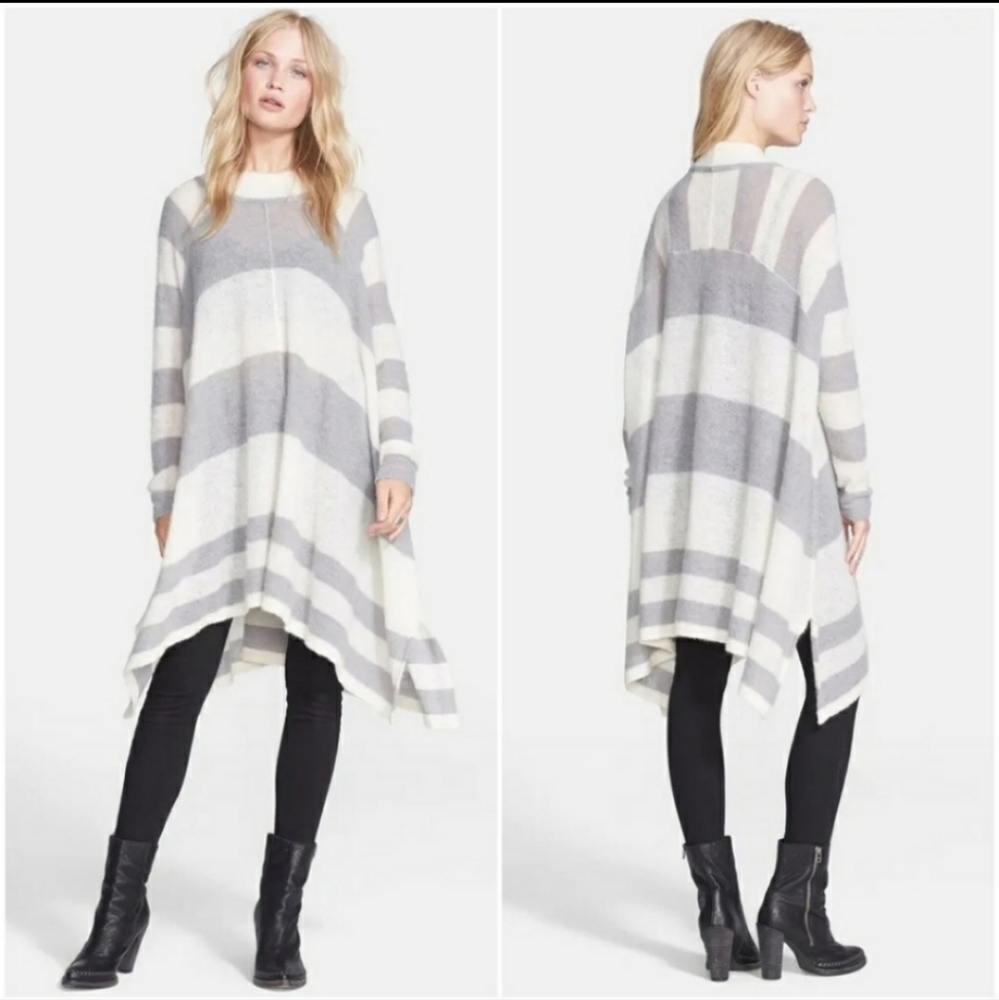 Free People | Lafayette Alpaca Blended Oversized Grey and Cream Sweater Dress